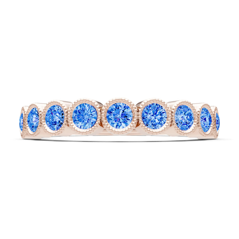 Swiss Blue Topaz Dainty Milgrain Bezel Half Band