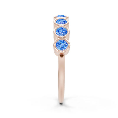 Swiss Blue Topaz Dainty Milgrain Bezel Half Band