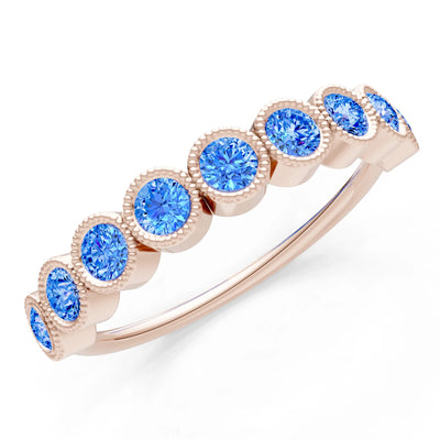 Swiss Blue Topaz Dainty Milgrain Bezel Half Band