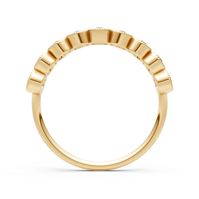 Emerald Dainty Milgrain Bezel Half Band