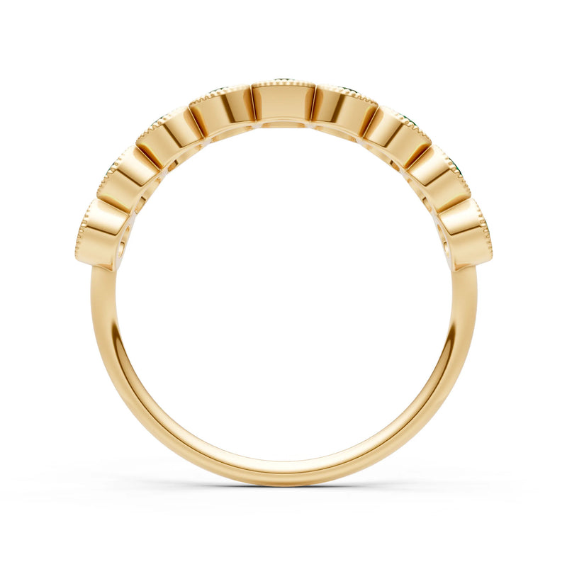Emerald Dainty Milgrain Bezel Half Band