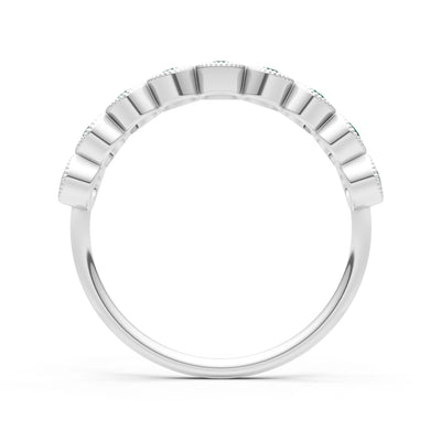 Emerald Dainty Milgrain Bezel Half Band