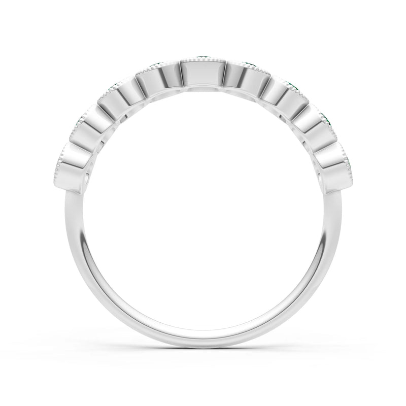 Emerald Dainty Milgrain Bezel Half Band