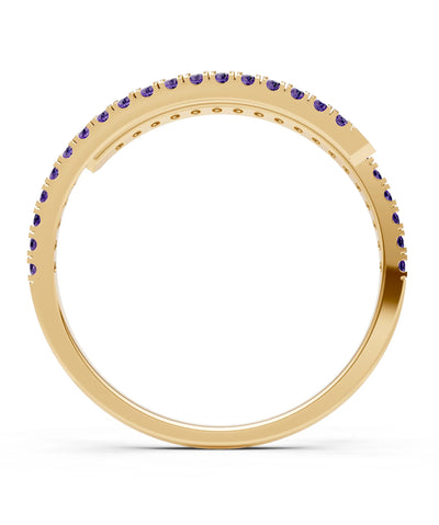 Amethyst Dainty Twist Micro Pavé Half Eternity Band