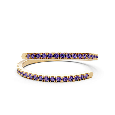 Amethyst Dainty Twist Micro Pavé Half Eternity Band
