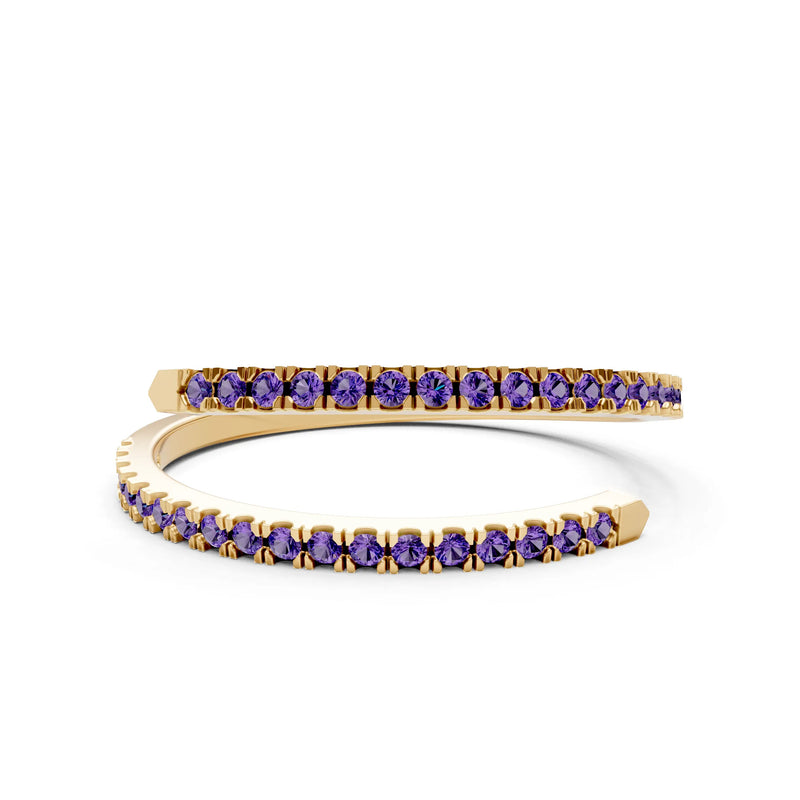 Amethyst Dainty Twist Micro Pavé Half Eternity Band