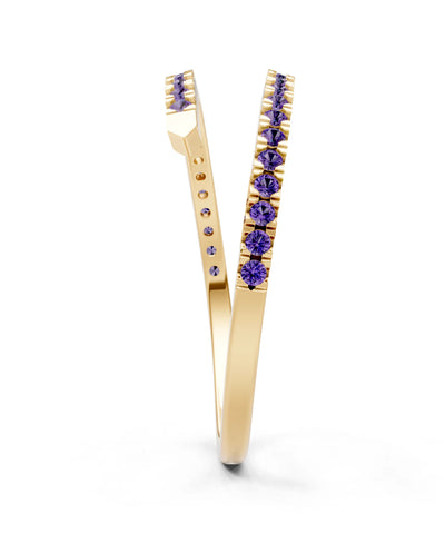 Amethyst Dainty Twist Micro Pavé Half Eternity Band