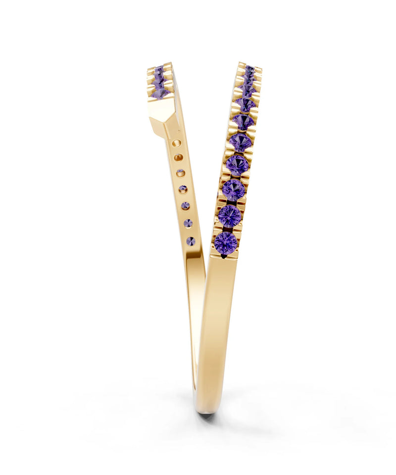 Amethyst Dainty Twist Micro Pavé Half Eternity Band