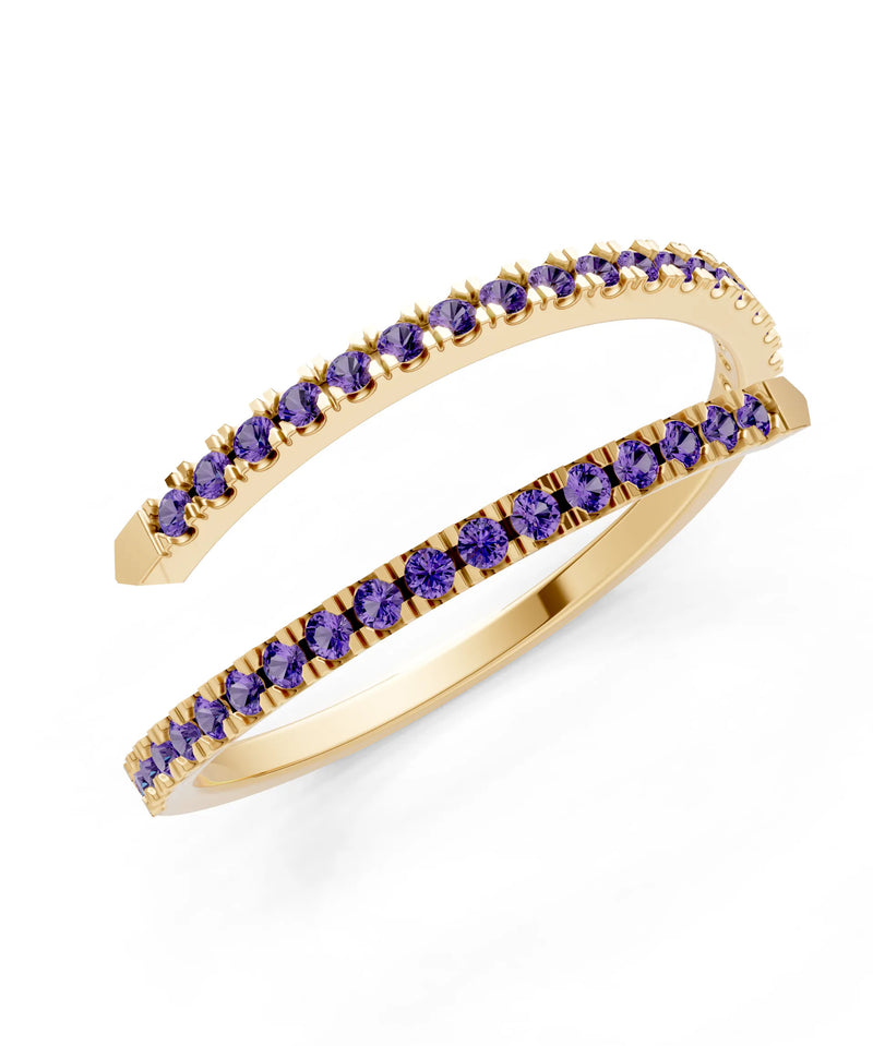 Amethyst Dainty Twist Micro Pavé Half Eternity Band