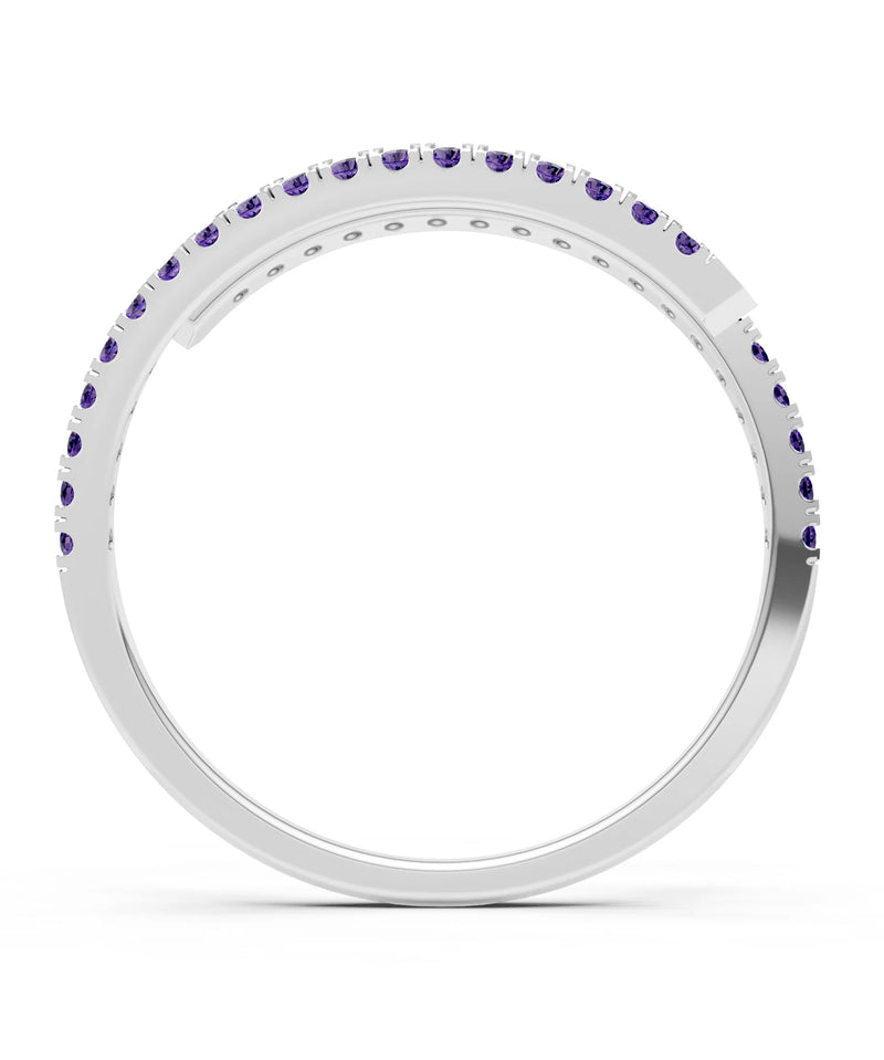 Amethyst Dainty Twist Micro Pavé Half Eternity Band