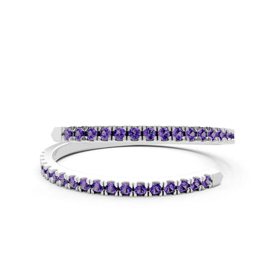 Amethyst Dainty Twist Micro Pavé Half Eternity Band
