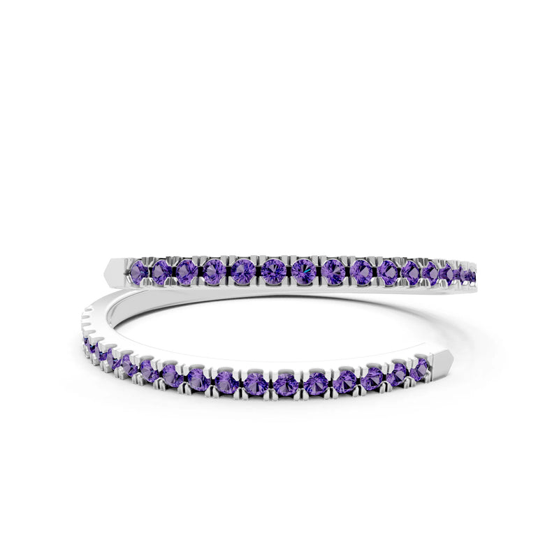 Amethyst Dainty Twist Micro Pavé Half Eternity Band