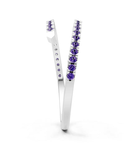 Amethyst Dainty Twist Micro Pavé Half Eternity Band