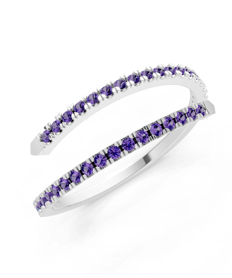 Amethyst Dainty Twist Micro Pavé Half Eternity Band