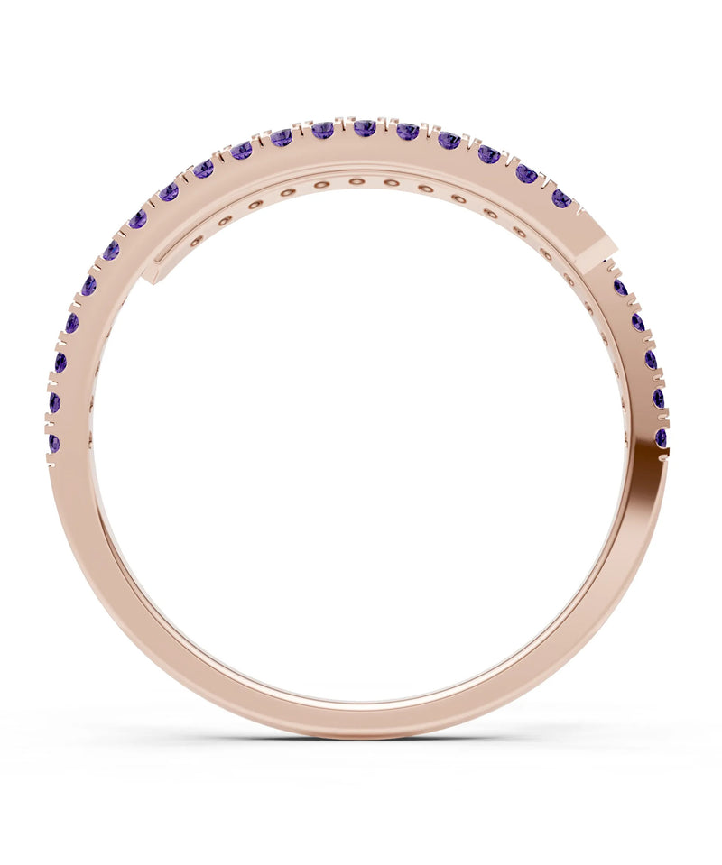 Amethyst Dainty Twist Micro Pavé Half Eternity Band