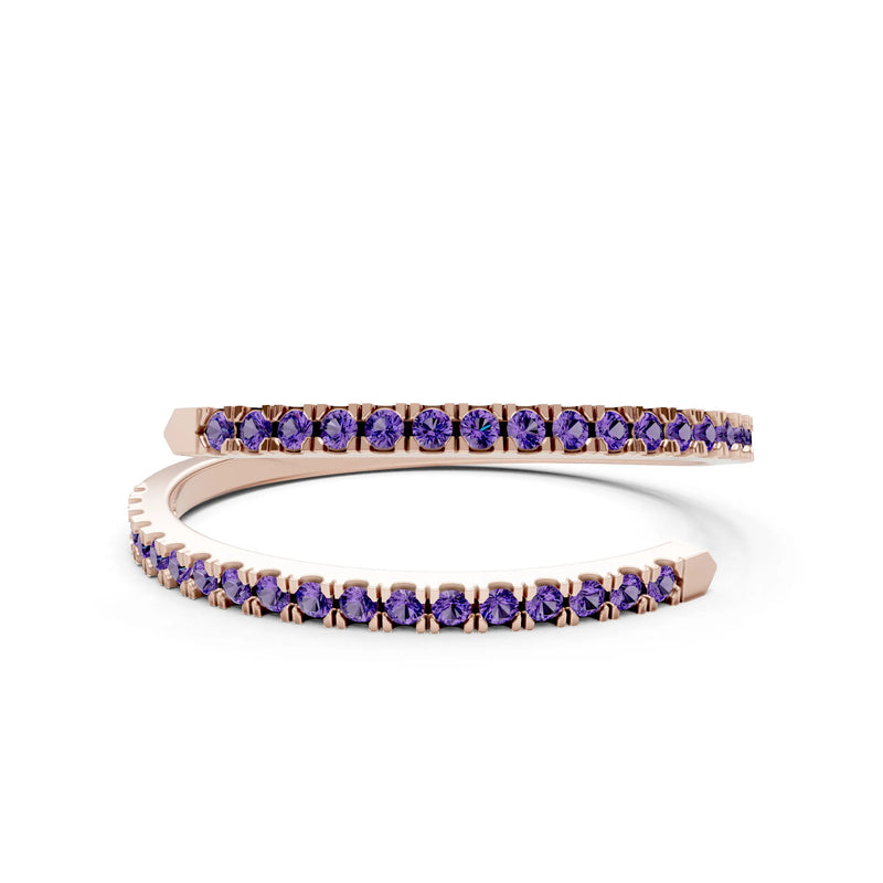 Amethyst Dainty Twist Micro Pavé Half Eternity Band