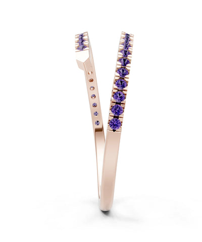 Amethyst Dainty Twist Micro Pavé Half Eternity Band