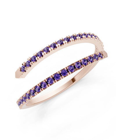 Amethyst Dainty Twist Micro Pavé Half Eternity Band