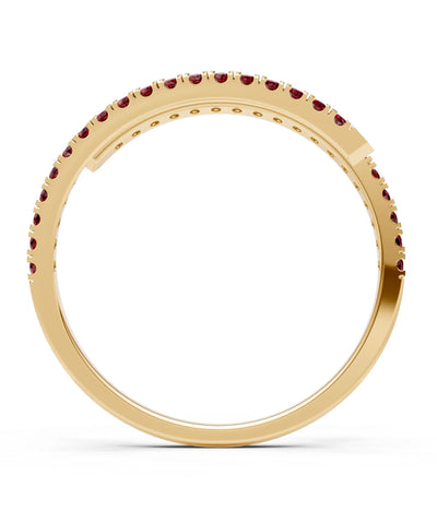 Garnet Dainty Twist Micro Pavé Half Eternity Band