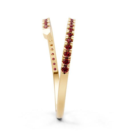 Garnet Dainty Twist Micro Pavé Half Eternity Band