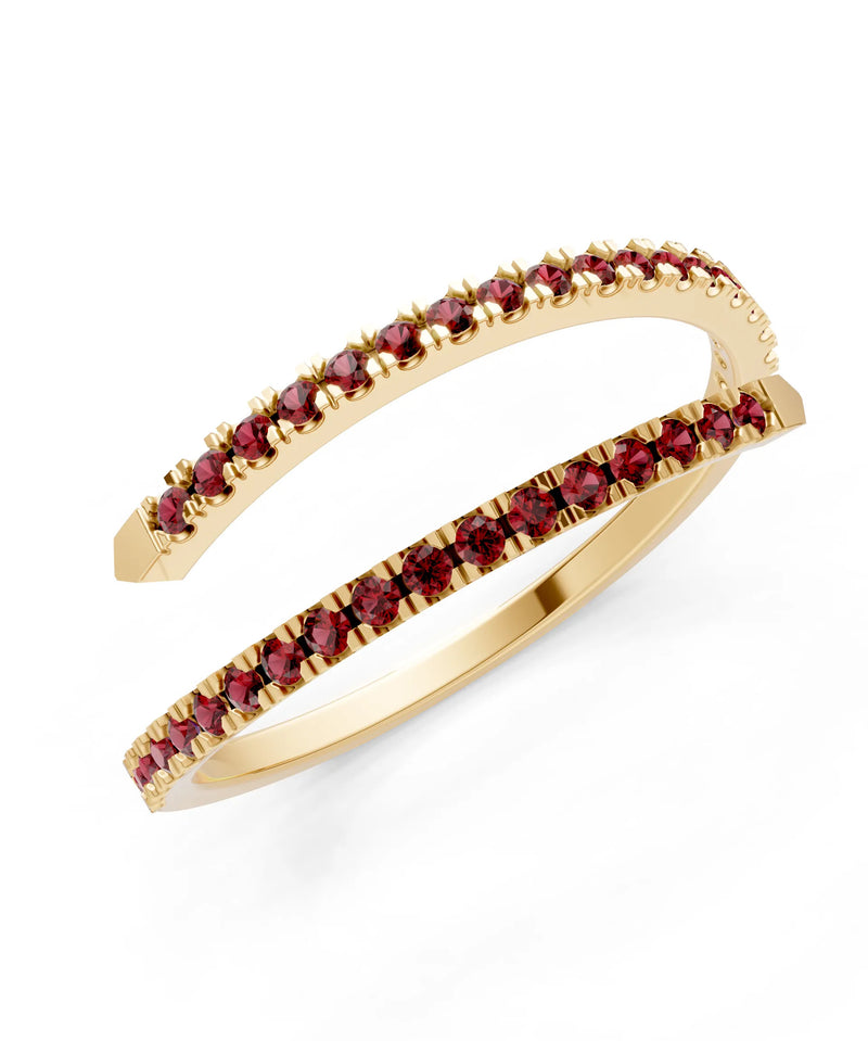 Garnet Dainty Twist Micro Pavé Half Eternity Band