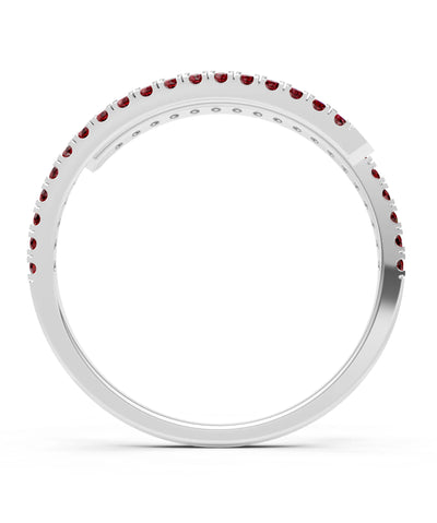 Garnet Dainty Twist Micro Pavé Half Eternity Band