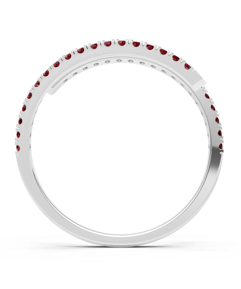 Garnet Dainty Twist Micro Pavé Half Eternity Band
