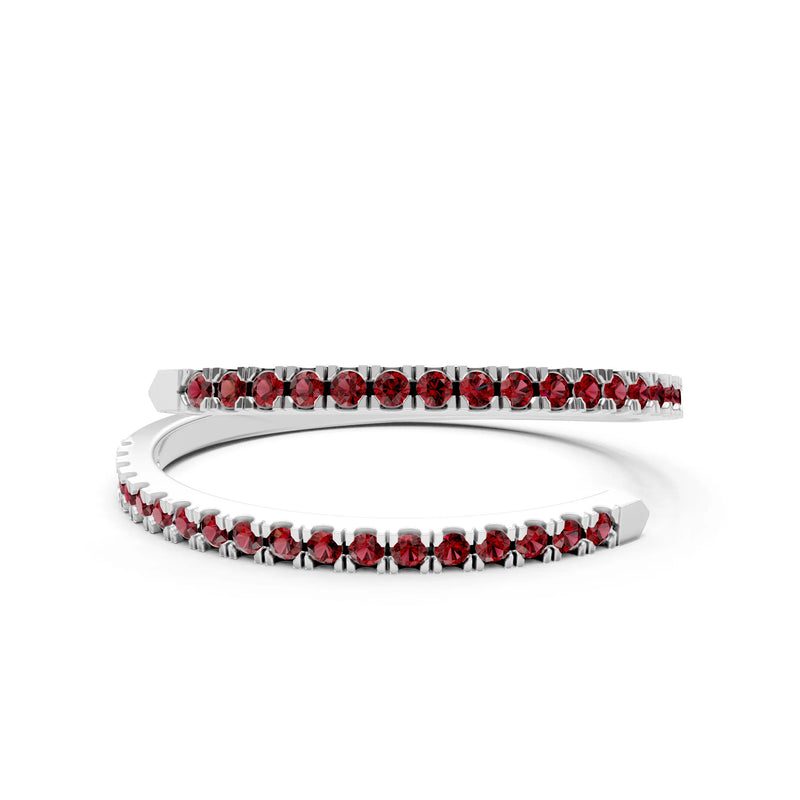 Garnet Dainty Twist Micro Pavé Half Eternity Band