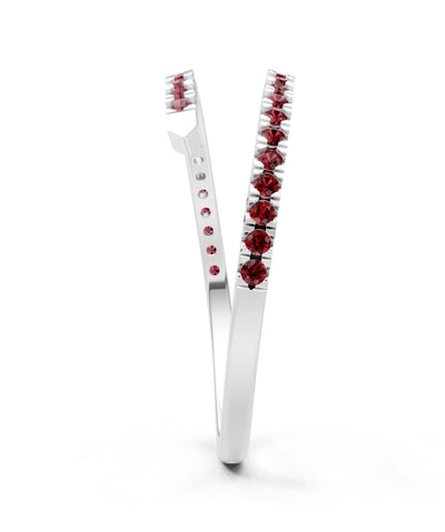 Garnet Dainty Twist Micro Pavé Half Eternity Band