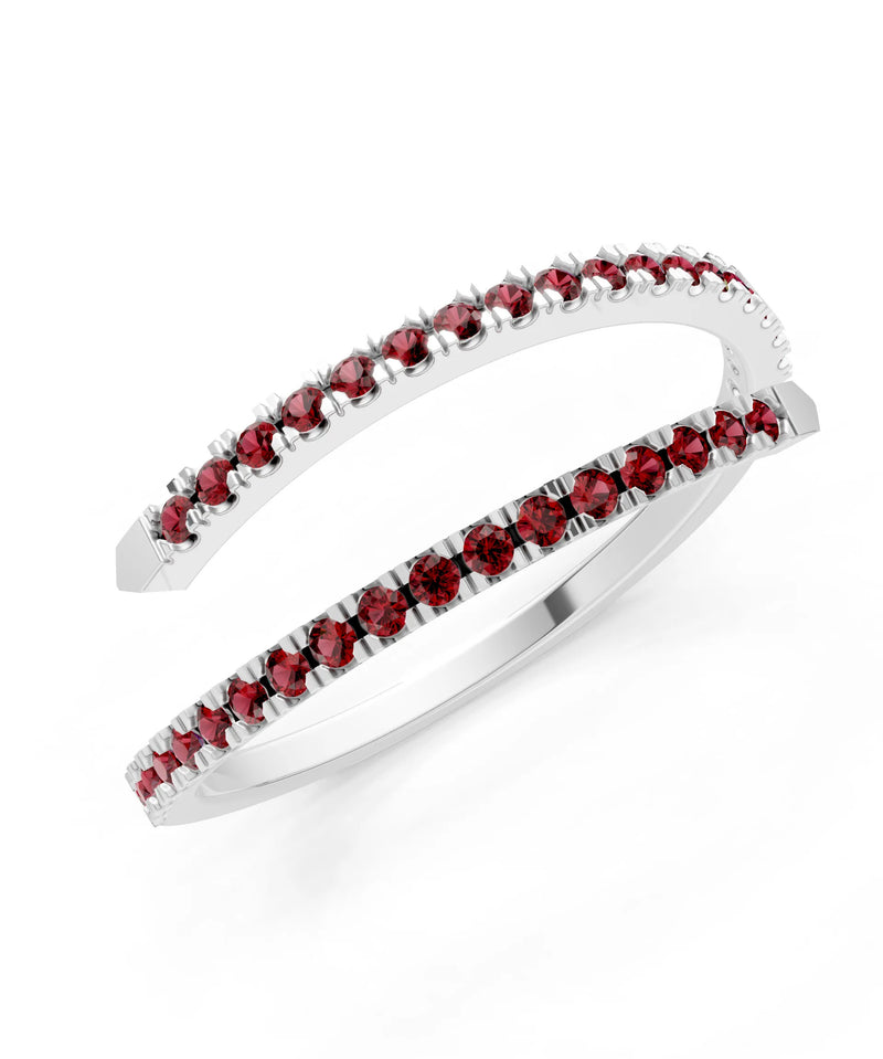 Garnet Dainty Twist Micro Pavé Half Eternity Band