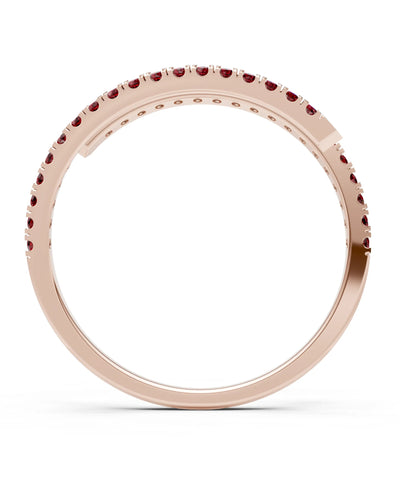 Garnet Dainty Twist Micro Pavé Half Eternity Band