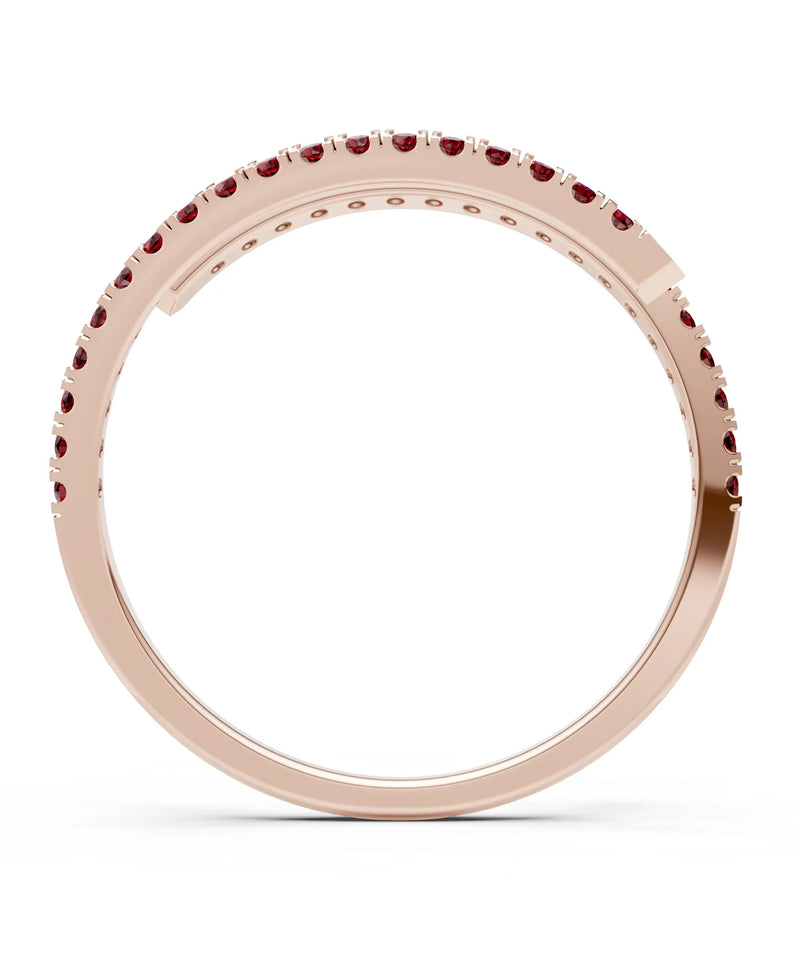 Garnet Dainty Twist Micro Pavé Half Eternity Band