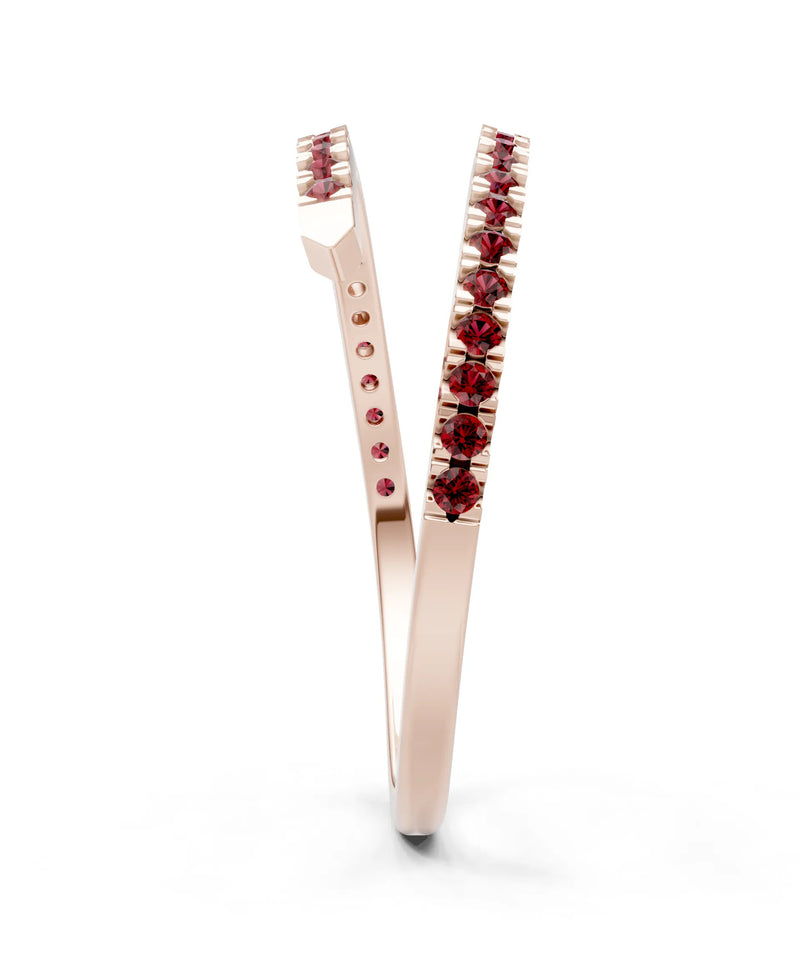 Garnet Dainty Twist Micro Pavé Half Eternity Band