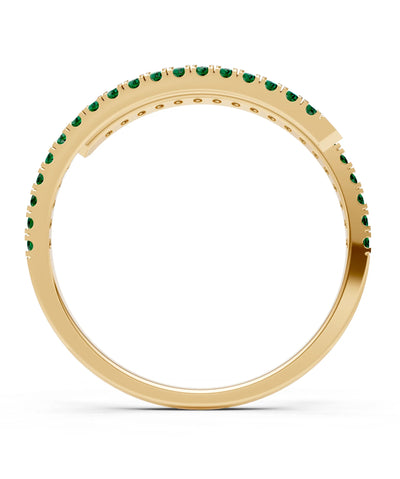 Emerald Dainty Twist Micro Pavé Half Eternity Band