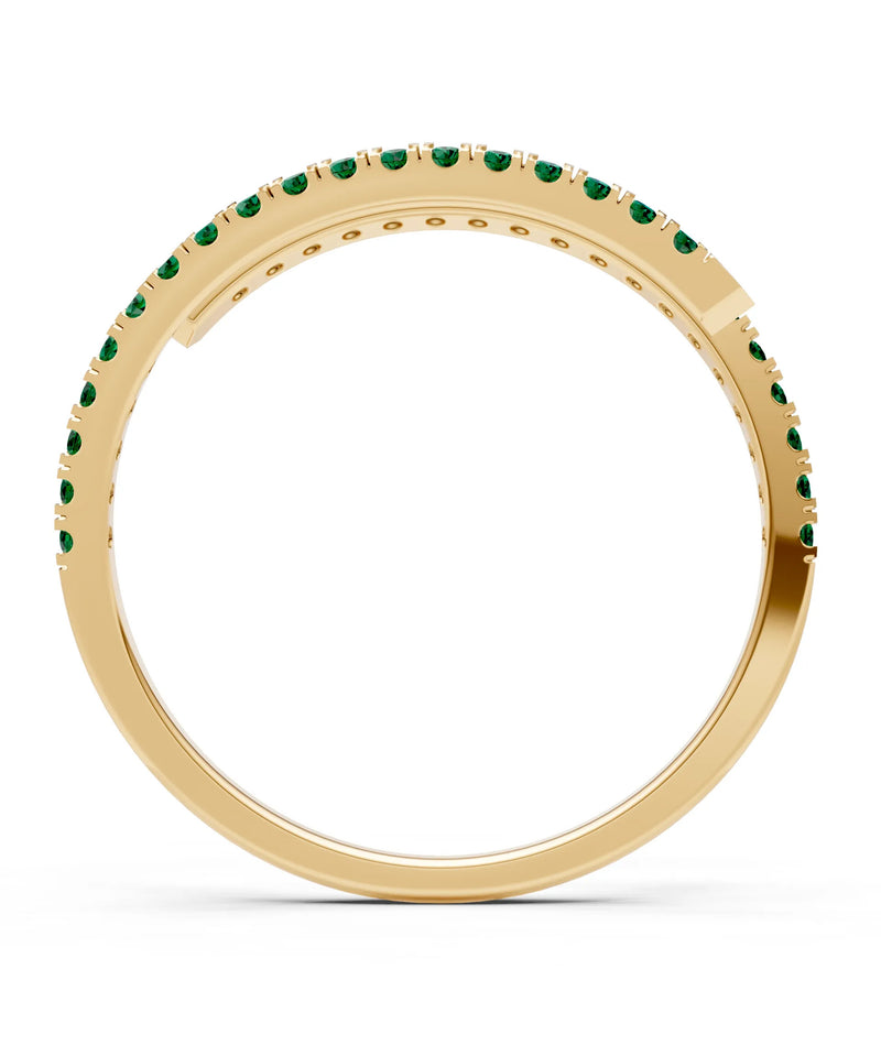 Emerald Dainty Twist Micro Pavé Half Eternity Band
