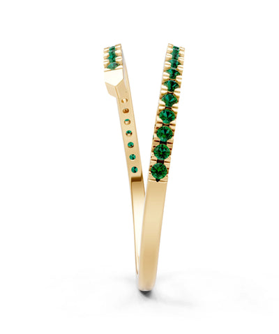 Emerald Dainty Twist Micro Pavé Half Eternity Band