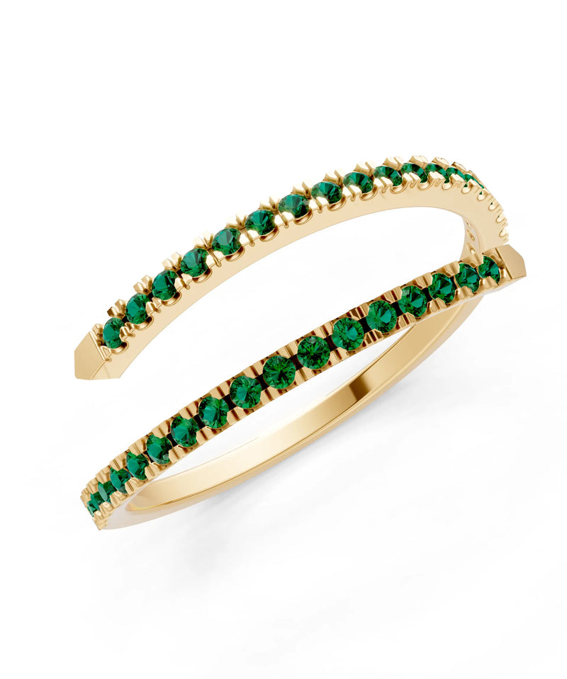 Emerald Dainty Twist Micro Pavé Half Eternity Band