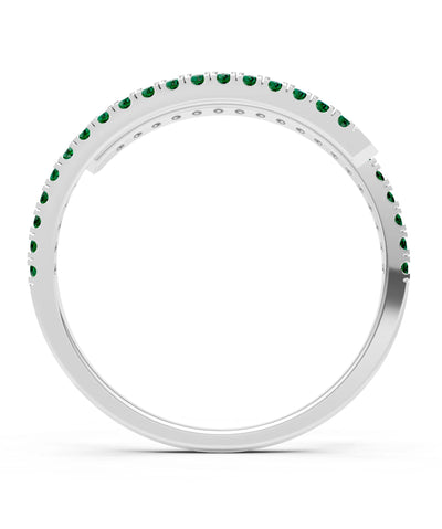 Emerald Dainty Twist Micro Pavé Half Eternity Band