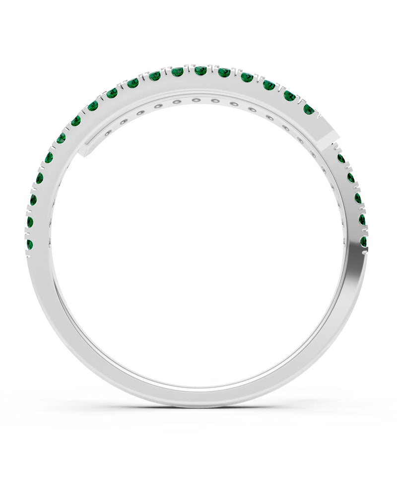 Emerald Dainty Twist Micro Pavé Half Eternity Band