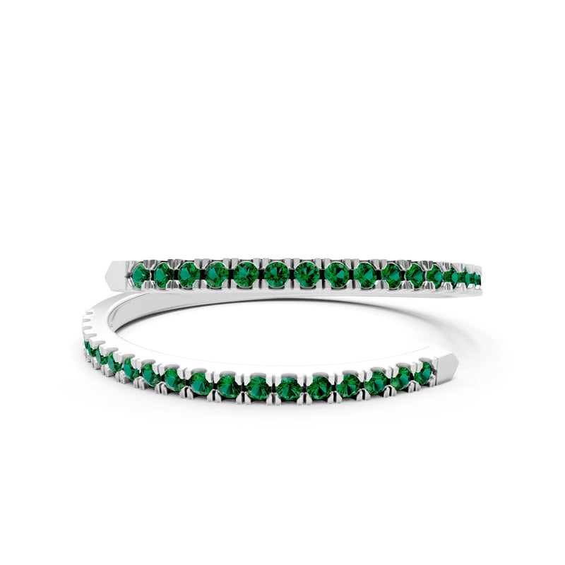 Emerald Dainty Twist Micro Pavé Half Eternity Band