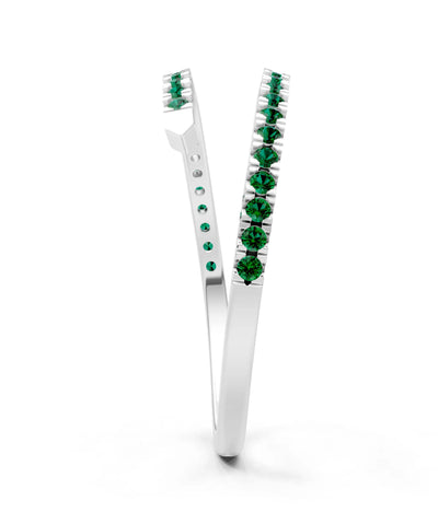 Emerald Dainty Twist Micro Pavé Half Eternity Band