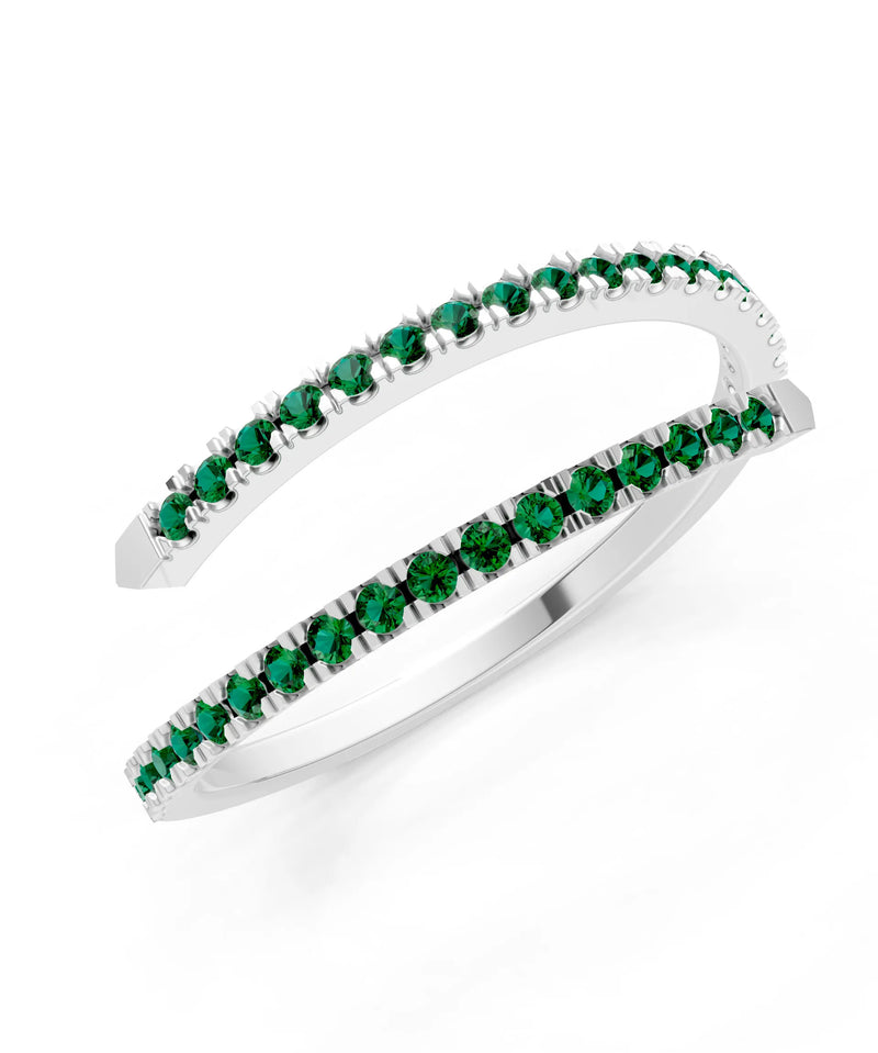 Emerald Dainty Twist Micro Pavé Half Eternity Band