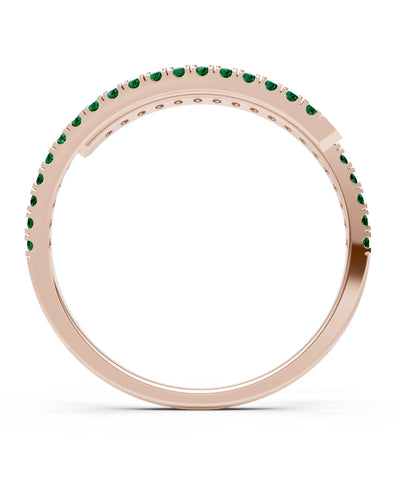 Emerald Dainty Twist Micro Pavé Half Eternity Band