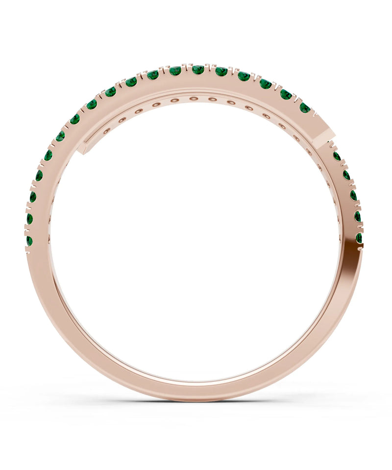 Emerald Dainty Twist Micro Pavé Half Eternity Band