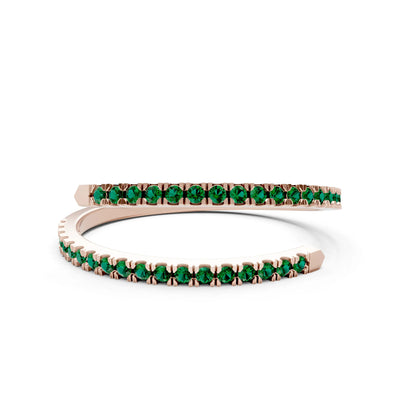 Emerald Dainty Twist Micro Pavé Half Eternity Band
