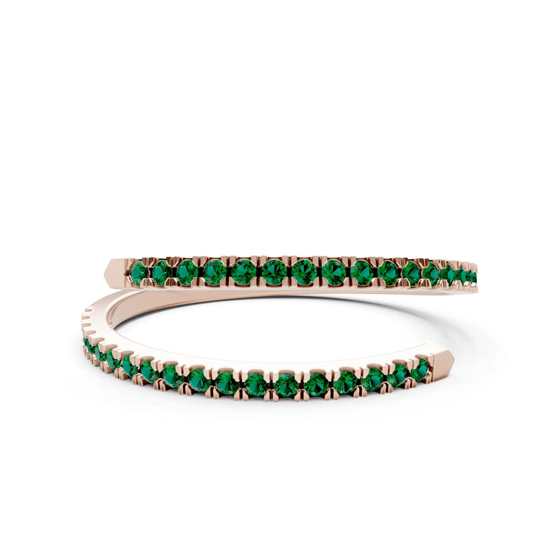 Emerald Dainty Twist Micro Pavé Half Eternity Band