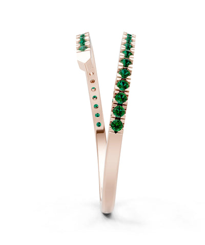 Emerald Dainty Twist Micro Pavé Half Eternity Band