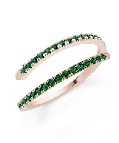 Emerald Dainty Twist Micro Pavé Half Eternity Band