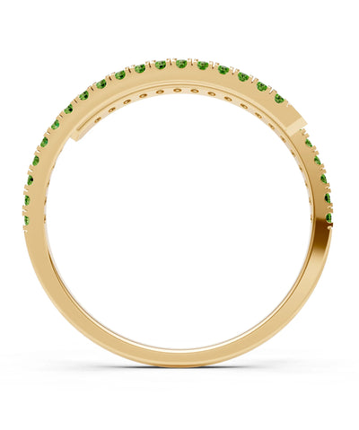 Peridot Dainty Twist Micro Pavé Half Eternity Band