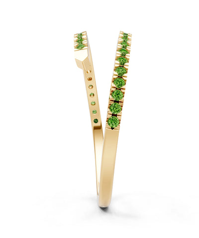 Peridot Dainty Twist Micro Pavé Half Eternity Band